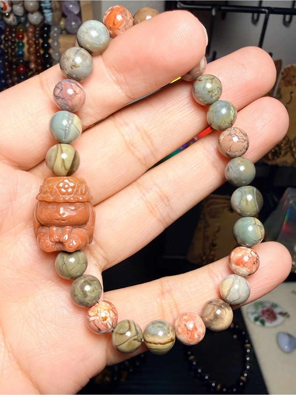 Alashan Agate Bunny Bracelet | 8mm Natural Desert Agate Gemstones